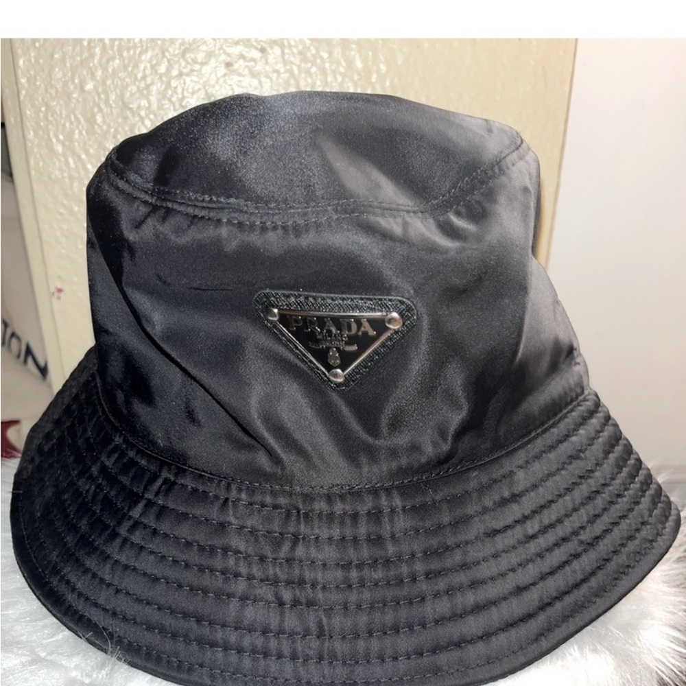 Prada Black Bucket Hat with Water-Resistant Fabric. AS IS !!